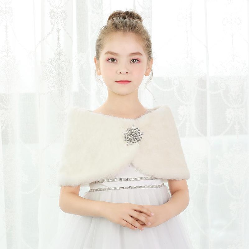 樂天商城 - ショール キッズ 女の子 子供 ジュニア 秋冬 裏起毛 厚手 防寒 暖かい ケープ マント ポンチョ 羽織り 長袖 アイボリー ホワイト かわいい プリンセス お姫様 結婚式 発表会 パーティー フォーマル カジュアル 柔らかい ウール混 ポリエステル