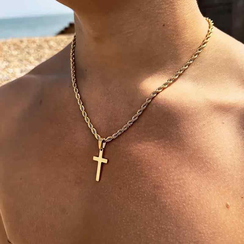 Other - ネックレス メンズ 十字架 クロス ペンダント ステンレス ツイストチェーン 電気メッキ加工 金属 錆びにくい 変色しにくい 高級感 ゴールド シルバー ブラック おしゃれ 普段使い オールシーズン