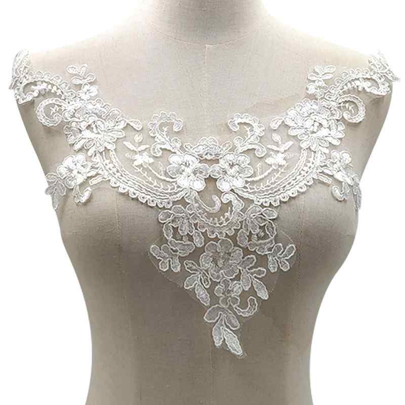 Other - 付け襟 レディース フォーマル 高級感 コード刺繍 チュール 花柄 ポリエステル 胸元 結婚式 披露宴 パーティー ミセス ハンドメイド DIY 手芸素材 エレガント 華やか 白 黒 レース 装飾 アクセサリー ドレス