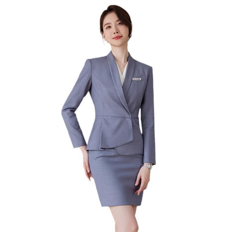 樂天商城 - セットアップ レディース スーツ パンツ スカート ビジネス 通勤 面接 フォーマル 事務服 テーラードジャケット 2点 エレガント スラックス 長袖 無地 ブラック ブルー グレー ポリエステル オールシーズン オフィスカジュアル 高級感