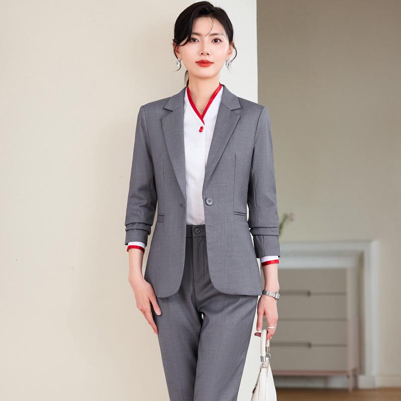乐天商城 - スーツ レディース セットアップ テーラードジャケット スカート パンツ 通勤 面接 事務服 フォーマル 長袖 きれいめ 大きいサイズ 高級感 エレガント 秋冬 ポリエステル レッド グレー ブルー