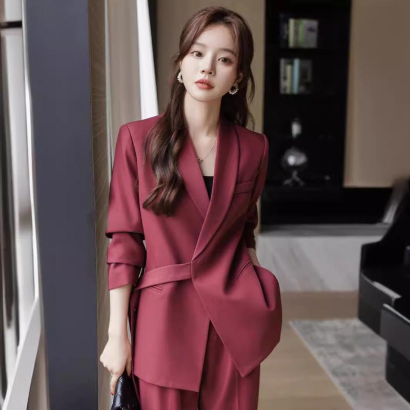 セットアップ レディース スーツ テーラードジャケット パンツ 上下セット 2点セット ビジネス オフィス 通勤 制服 美容院 エレガント 高級感 きれいめ 伸縮性 シェニール 春秋 ベージュ ブラック ローズピンク frontop-13335376 フロントップ楽天市場店 パッケージ画像