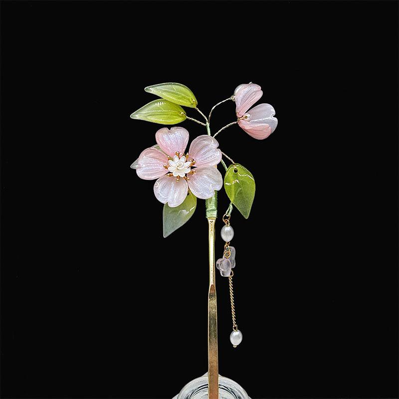 ・素材: 合金・スタイル: レトロ・形状: 花・仕上げ: メッキ加工・カラー: 桃の花・カテゴリ: ヘッドドレス・流行要素: 花