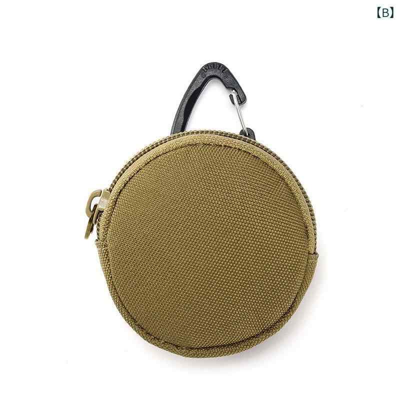 小銭入れ メンズ レディース MOLLE アウトドア スポーツ ポーチ イヤホン用 キーホルダー ラウンド型 コインケース ナイロン 耐摩耗性 軽量 ミリタリー ブラック カーキ アーミーグリーン 通勤 収納 丈夫 多機能
