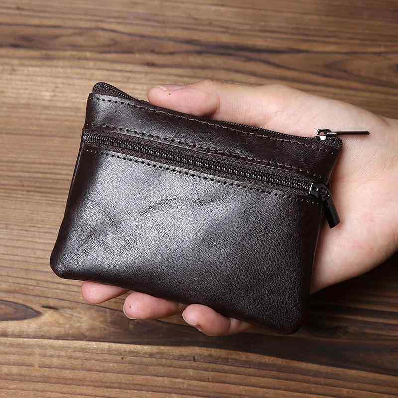 小銭入れ メンズ レディース ミニ財布 コインケース カードホルダー 定期券 名刺収納 合成革 ソフトレザー 薄型 軽量 コンパクト シンプル ファスナー ヴィンテージ風 ライトブラウン ワインレッド ブラック 通勤 普段使い