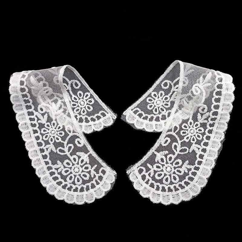 つけ襟 レディース キッズ 女の子 刺繍 レース ビッグカラー 肩掛け 花柄 フラワー モチーフ 水溶性 再生繊維 チュール ハンドメイド DIY 手芸材料 パーツ アクセサリー 装飾 白 ホワイト エレガント かわいい