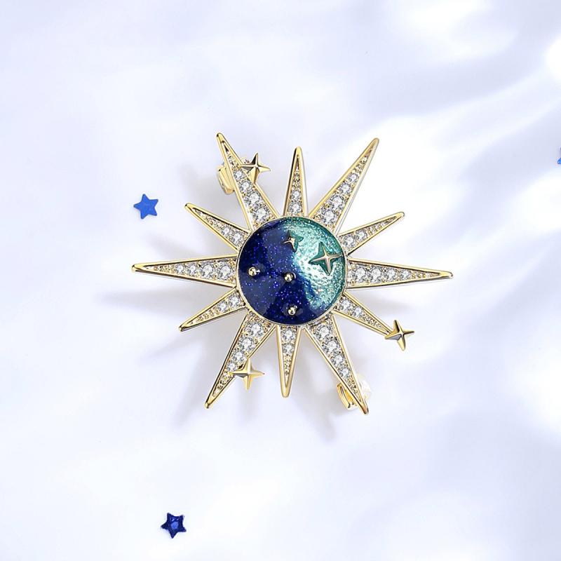 ブローチ レディース ピン ユニコーン スター 宇宙 惑星 エレガント 上品 高級感 キラキラ ビジュー ラインストーン ジルコニア 合金 おしゃれ かわいい 春夏 ブルー パープル 入学式 卒業式 パーティー