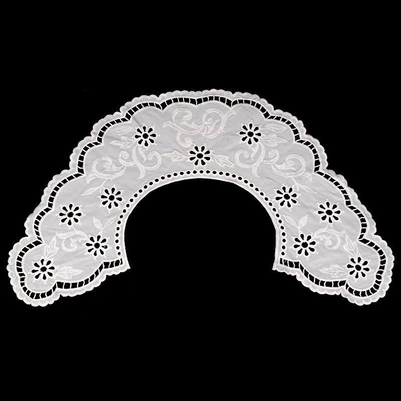 付け襟 レディース 刺繍 カットワーク レース アイレット ハンドメイド 手芸 資材 白 ホワイト ポリエステル 綿 コットン ドレス フォーマル 普段使い 華やか 上品 大人 きれいめ ミセス 40代 装飾パーツ