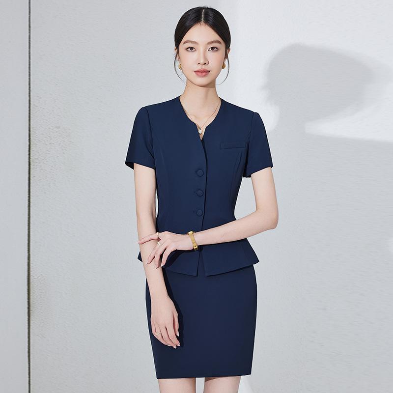 セットアップ レディース パンツスーツ スカート 事務服 制服 テーラードジャケット 半袖 春夏 通勤 オフィス 接客 ビジネス フォーマ..