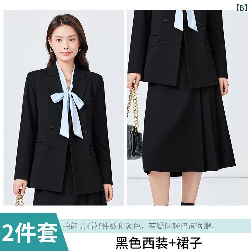 セットアップ レディース スーツ ジャケット 膝下 ロング タイトスカート 2点セット 秋冬 通勤 オフィス 事務服 仕事着 フォーマル きれいめ 上品 高級感 エレガント 無地 伸縮性 ストレッチ ポリエステル 長袖 ネイビー ブラック グレー 3
