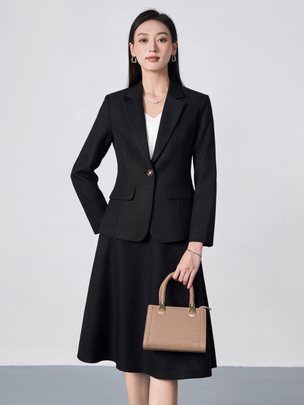セットアップ レディース スーツ スカート ジャケット 上下セット 事務服 ビジネス 通勤 高級感 上品 おしゃれ きれいめ 黒 ネイビー ..