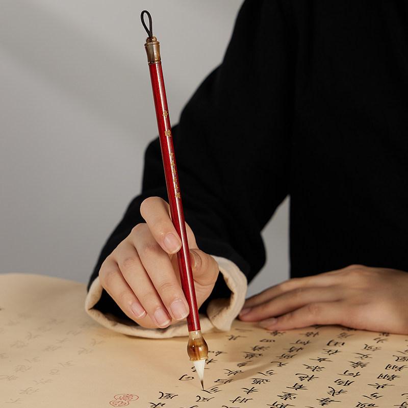 書道 筆 練習 小楷 初心者 大人 写経 細字 兼毫 プロ仕様 短鋒 蒜頭型 小行書 楷書 箱付き ギフト 紐 吊り下げ 書きやすい チャイナ風