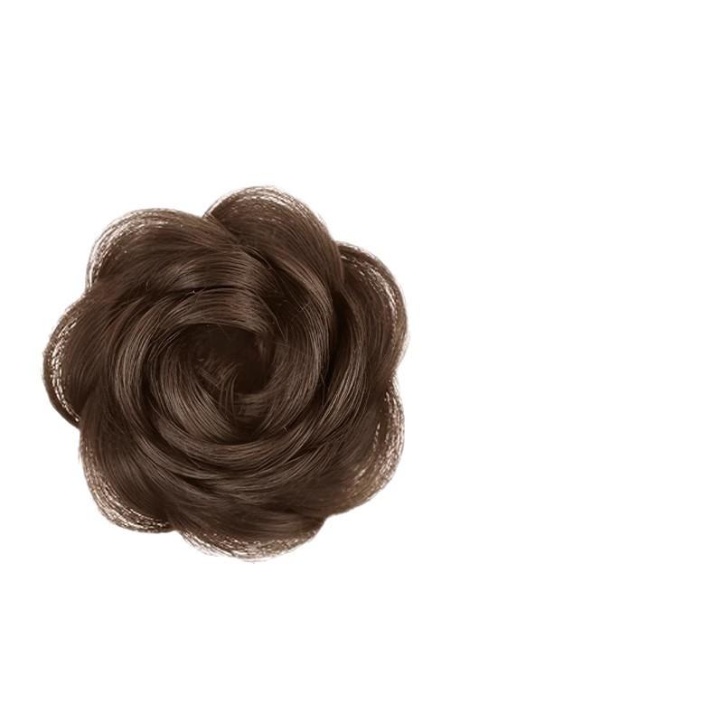 延长 - お団子ウィッグ メンズ レディース つけ毛 ポイント エクステ シュシュ ヘアピース シニヨン 髪飾り ローズ 編み込み 韓国 耐熱ファイバー 自然 こなれ感 かわいい ブラウンブラック アッシュ 普段使い 結婚式