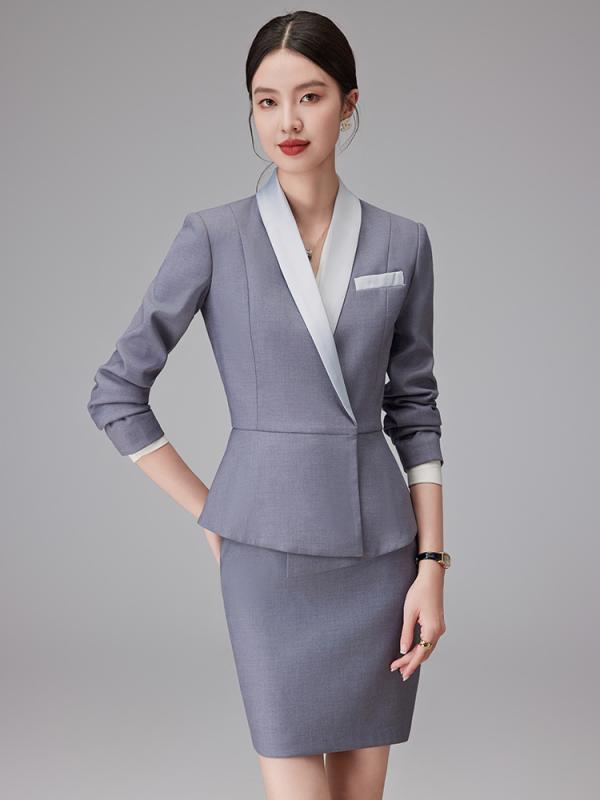 Suits For Job Interviews - スーツ レディース セットアップ パンツ スカート ビジネス オフィス 通勤 フォーマル 高級感 事務服 秋冬 長袖 ポリエステル ストレッチ 無地 シンプル エレガント 上品 グレー ネイビー ブラック