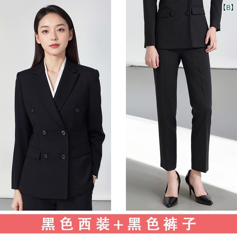 スーツ レディース 春秋 セットアップ 長袖 ボタン スリム ビジネス 通勤 事務服 ...