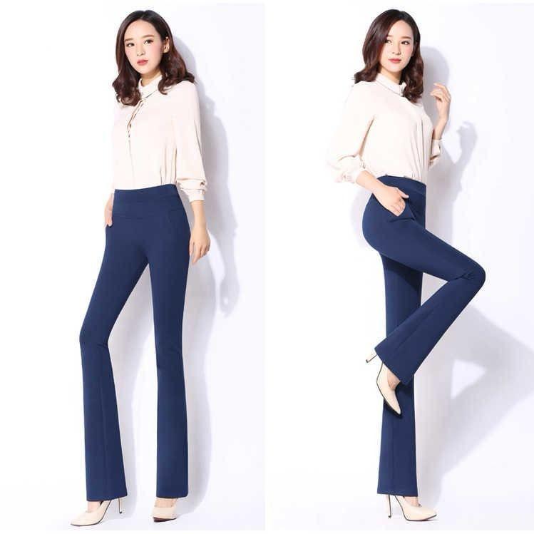 フレアパンツ レディース 春秋 ブーツカット ベルボトム ハイウエスト ストレッチ 伸縮性 美脚 着痩せ 細見え スラックス 仕事用 通勤 オフィス 大きいサイズ 形態安定 シワになりにくい 無地 黒 ブラック ポリエステル スパンデックス frontop-13345543 フロントップ楽天市場店 パッケージ画像