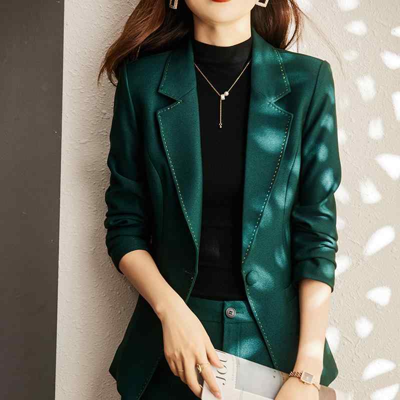 Suits For Job Interviews - セットアップ レディース 秋冬 パンツスーツ テーラードジャケット 長ズボン 礼服 グリーン ブラック レッド 高級感 上品 エレガント きれいめ 無地 通勤 オフィス フォーマル ビジネス ポリエステル 長袖