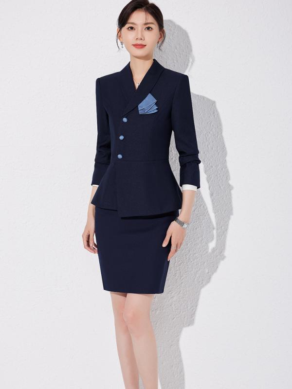 Pants Suit - スーツ レディース セットアップ 秋冬 ジャケット パンツ スカート 上下セット 高級感 オフィス 通勤 接客 制服 ビジネス フォーマル 長袖 きれいめ エレガント 仕事着 ホワイト ネイビー ポリエステル 40代