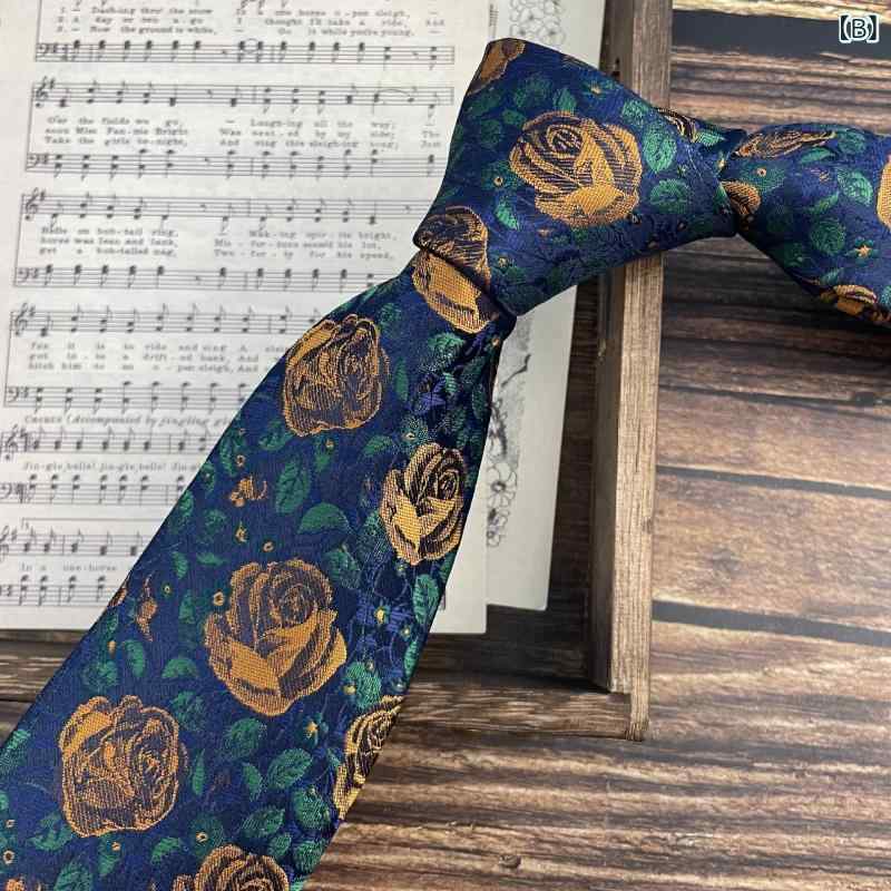 ネクタイ メンズ レディース 刺繍 ヴィンテージ風 花柄 ローズ バラ ジャガード織り 織物 ポリエステル ビジネス カジュアル フォーマル スーツ 華やか 個性的 おしゃれ 上品 高級感 紳士 婦人 ファッション小物 装飾 オレンジ 青 紫