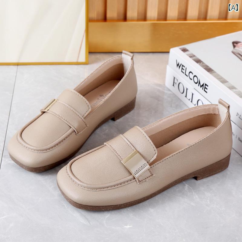 ローファー レディース パンプス モカシン ドライビングシューズ スリッポン ぺたんこ スクエアトゥ 低ヒール 疲れにくい 柔らかい 履きやすい 軽量 カジュアル 通勤 普段使い 合成革 春夏 カーキ 黒 ベージュ