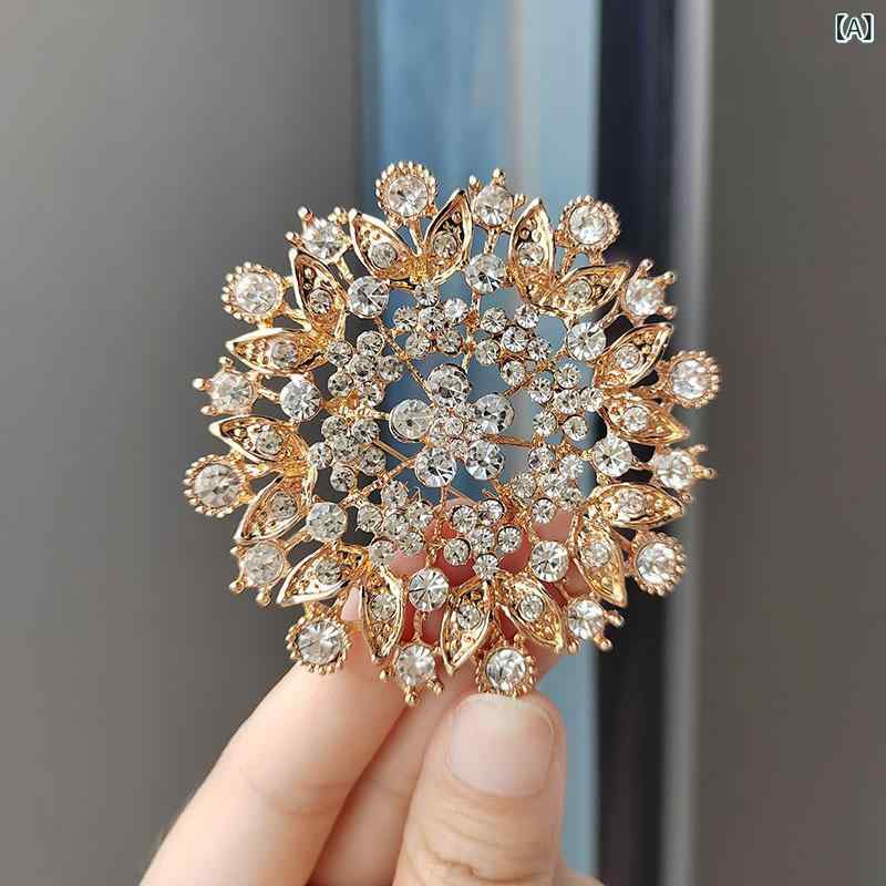 ブローチ レディース 春夏 コサージュ アクセサリー 花 欧米風 ラインストーン ジ...