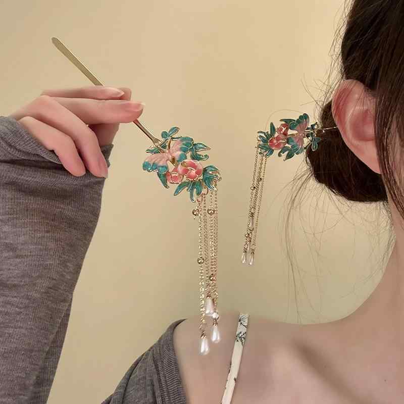 ・カテゴリ: ヘアアクセサリー・主な素材: 金属・スタイル: 古風・レトロ・対象: レディース・: 蝶結び・仕上げ: メッキ加工・カラー展開: パープル、ブルー