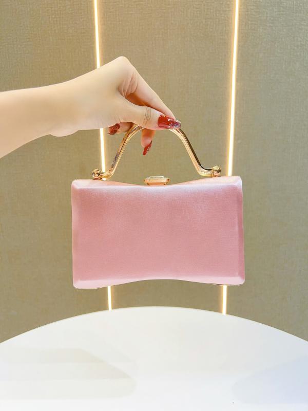 パーティーバッグ レディース 鞄 手提げ クラッチ ミニ スクエア ヴィンテージ風 欧米風 高級感 ロック式 ポリエステル ハードタイプ ショルダー 肩掛け 斜め掛け 結婚式 披露宴 二次会 秋冬 ゴールド シルバー ホワイト