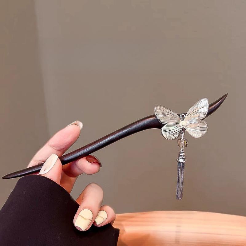 かんざし レディース 簪 ヘアアクセサリー 蝶 バタフライ 房飾り タッセル 中華レ...