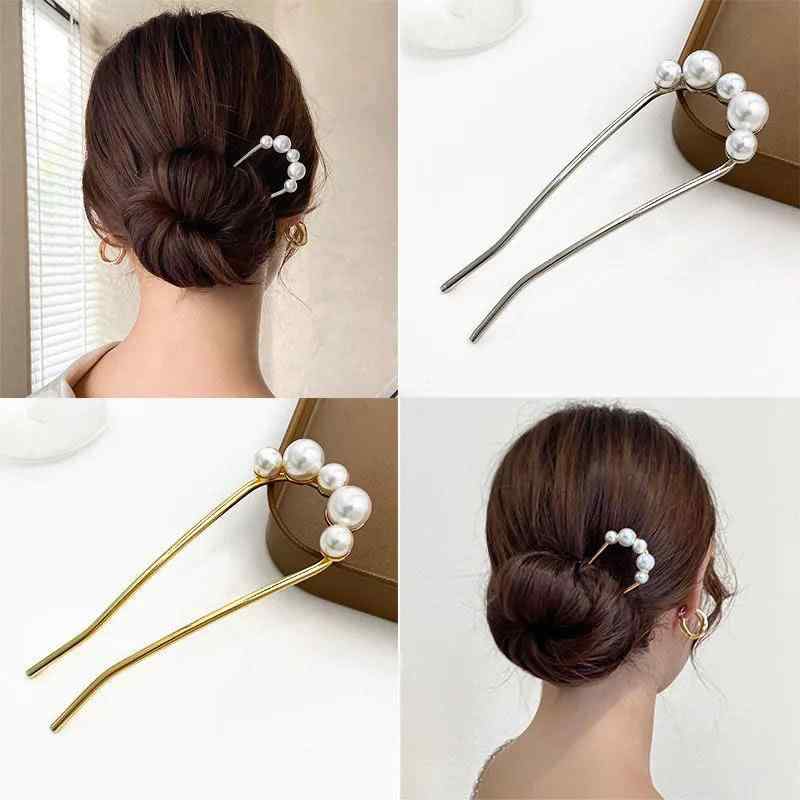 かんざし レディース ヘアアクセサリー 髪飾り 簪 コーム パール パール 金属 メタ...