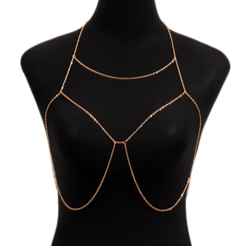 Other , Materials - ボディチェーン レディース チェストアクセサリー シンプル セクシー 春夏 ビーチ ビキニ 海 水着 普段使い お出かけ 欧米風 ファッション 電気メッキ加工 合金 U字型 ゴールド シルバー 大人かわいい 華やか