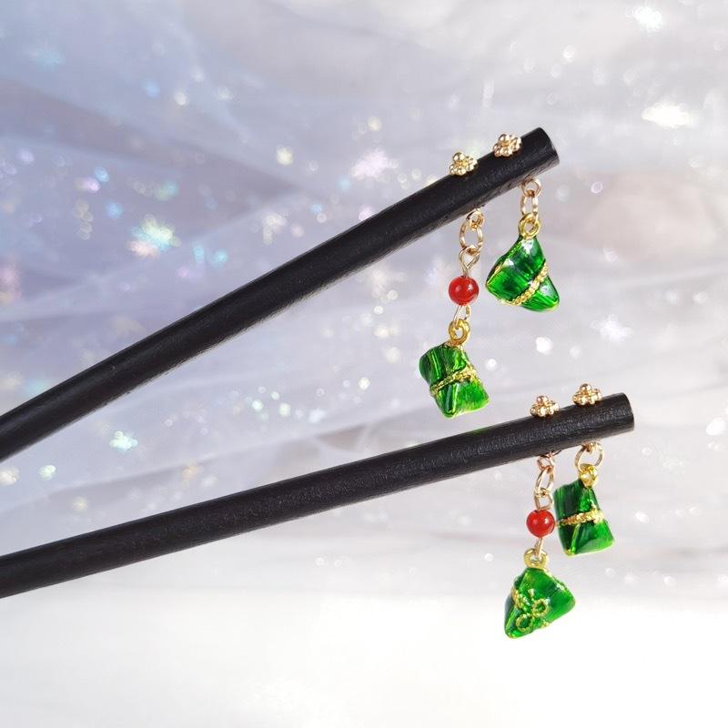 Ornamental Hairpin - かんざし レディース ちまき モチーフ 揺れる タッセル 中華風 アンティーク調 髪飾り 和装 浴衣 着物 成人式 お祭り 普段使い 合金 上品 エレガント ヘッドドレス アクセサリー 一本挿し アップヘア 春夏