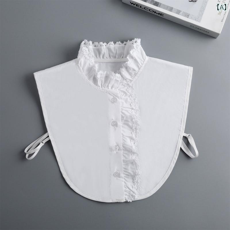 付け襟 レディース 綿 コットン レース 白 ホワイト 刺繍 スカラップ レイヤード フェイクカラー トップス シャツ 通勤 普段使い フォーマル 胸元カバー 露出防止 谷間隠し 秋冬 かわいい おしゃれ 上品 高級感 2