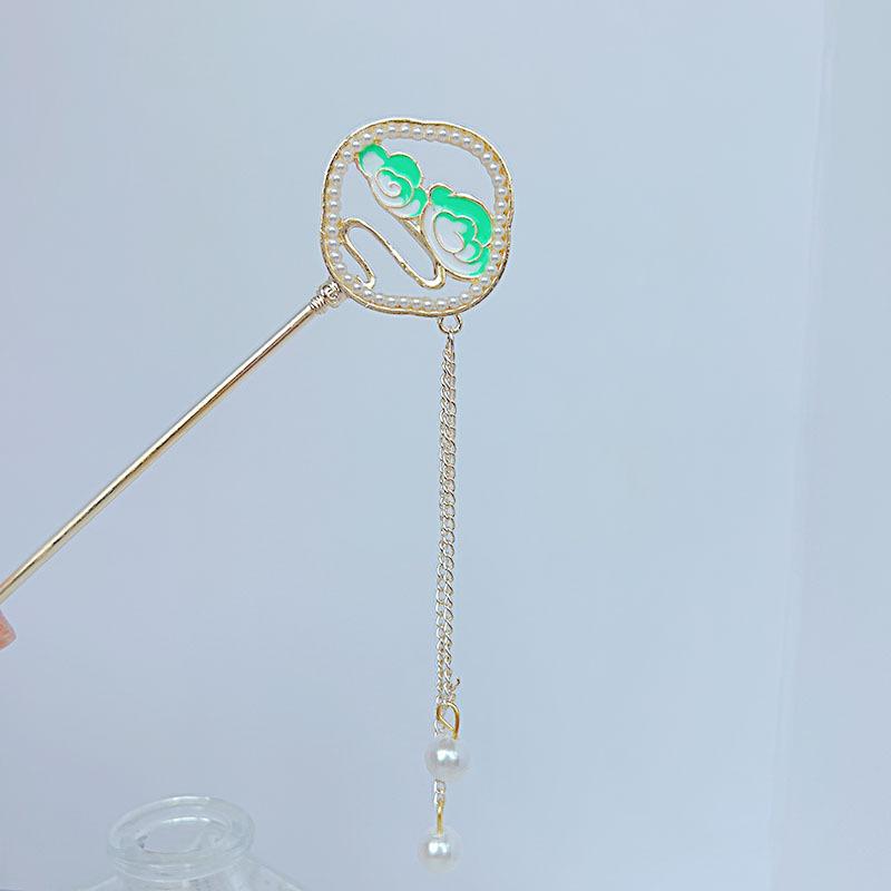 ・素材: 合金・スタイル: レトロ・モチーフ: ジオメトリック・加工: ハンドメイド・カラー: 雲、扇子・トレンド要素: かんざし・カテゴリ: ヘッドドレス