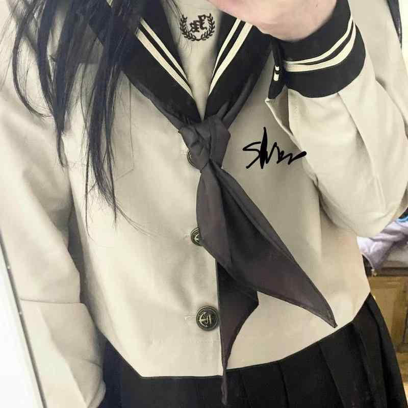 スカーフ レディース セーラー服 JK 三角巾 学院風 無地 大きめ 蝶結び リボンタイ...