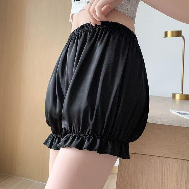ペチパンツ レディース かぼちゃ ドロワーズ インナー 下着 ショート アンダーウェア 透け防止 チラ見え対策 部屋着 普段使い 伸縮性 通気性 薄手 春夏 黒 白 ベージュ 無地 かわいい