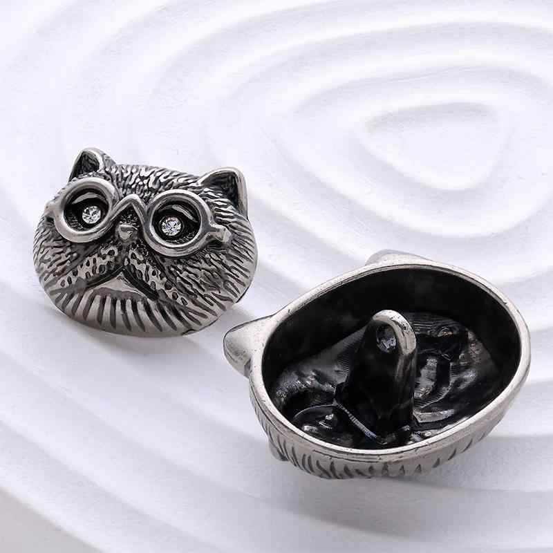 ボタン メンズ レディース 猫 メガネ キャラクター アンティークシルバー 合金 手縫い 裁縫 手芸 ジャケット コート スーツ 飾り アクセサリー パーツ 個性的 かわいい おしゃれ オールシーズン ハンドメイド DIY 付け替え