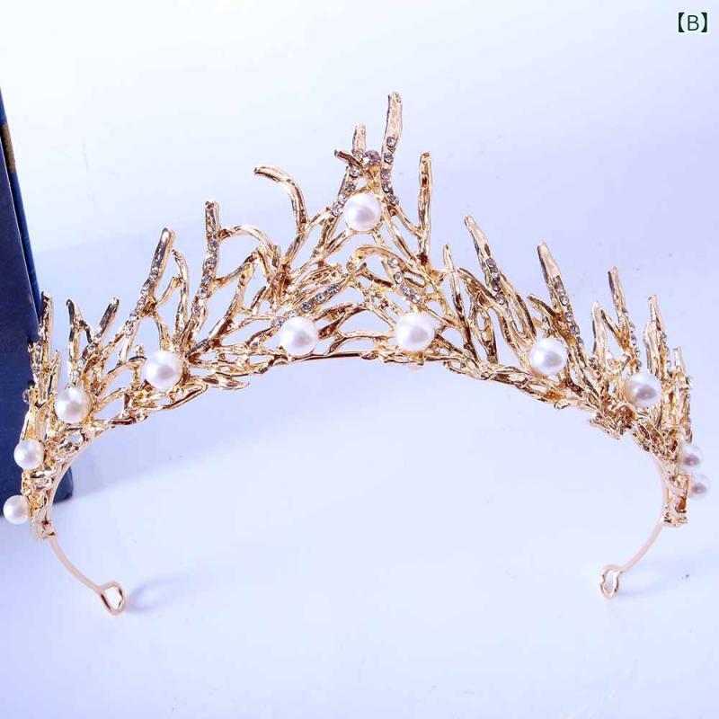 フロントップ楽天市場店のティアラ レディース 王冠 髪飾り ヘッドドレス ヘアアクセサリー 結婚式 誕生日 パーティー ブライダル パール パール ビジュー クリスタル ラインストーン 華やか ゴージャス ヴィンテージ風 レトロ 合金 シルバー ローズゴールド 春夏｜アングル3