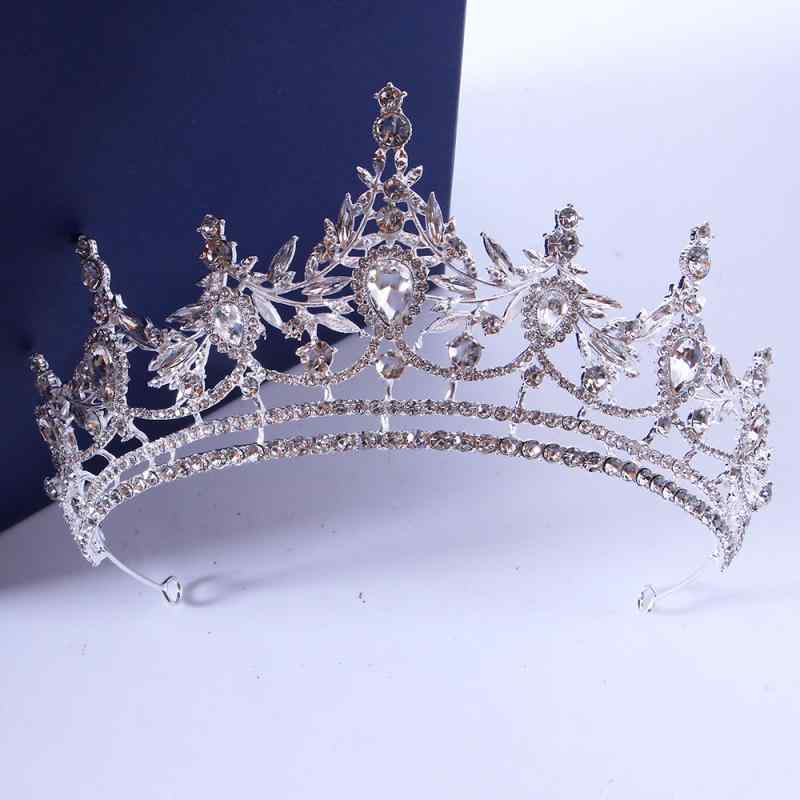 ティアラ レディース 王冠 髪飾り ヘッドドレス ヘアアクセサリー 結婚式 披露宴 パーティー ゴージャス ラグジュアリー バロック風 華やか 合金 ラインストーン クリスタル リーフ シルバー ゴールド ローズゴールド