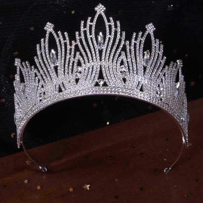 ティアラ レディース 髪飾り 王冠 クラウン ヘアアクセサリー 結婚式 ブライダル パーティー カチューシャ クリスタル ジルコニア ビジュー 電気メッキ加工 幾何学 ひし形 エレガント 高級感 ゴージャス シルバー ゴールド
