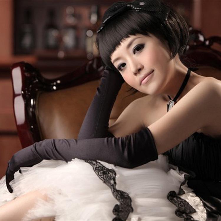 手袋 レディース ロンググローブ ウェディング ブライダル 結婚式 演奏会 二次会 サテン 肘上 花嫁 衣装 ドレス小物 フォーマル 婦人用 冠婚葬祭 光沢 高級感 無地 エレガント ストレッチ シンプル 黒 赤 白