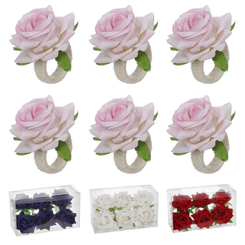 ナプキンリング ナプキンホルダー 卓上装飾 バラ 薔薇 ローズ 造花 フラワー 麻紐 ...