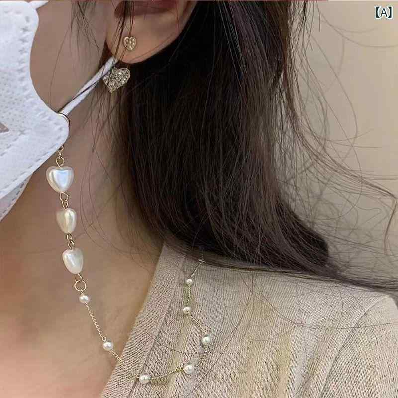 マスクチェーン レディース 母の日 プレゼント メガネストラップ グラスコード パール ハート シンプル おしゃれ 上品 多用途 滑り止め ゴールド シルバー 首掛け 紛失対策 アクセサリー 華やか きれいめ パーティー 結婚式 落下ガード 2