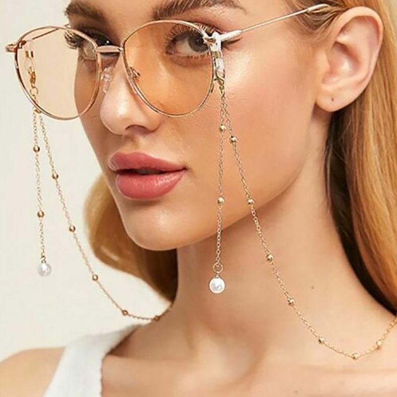 Chains - メガネチェーン レディース 母の日 プレゼント フェイクパール パール ペンダント 合金 シンプル 欧米風 紛失防止 落下防止 滑り止め グラスコード アクセサリー ネックレス エレガント 上品 ゴールド シルバー オールシーズン