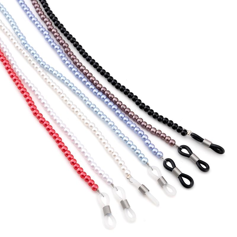 Chains - 眼鏡チェーン レディース 母の日 プレゼント マスクホルダー 首掛けストラップ サングラスコード フェイクパール 模造パール シンプル おしゃれ かわいい 通勤 普段使い 落下防止 紛失対策 アクセサリー ホワイト ブラック シャンパン 春夏