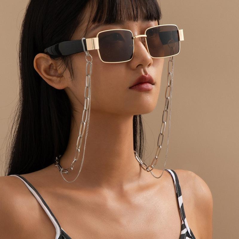 Chains - 眼鏡チェーン メンズ レディース 母の日 プレゼント マスク サングラス ストラップ メタル ダブル ペーパークリップ ゴールド シルバー アクセサリー 欧米風 クール ファッション 通勤 オフィス 普段使い 落下防止 便利 軽量 高級感 秋冬