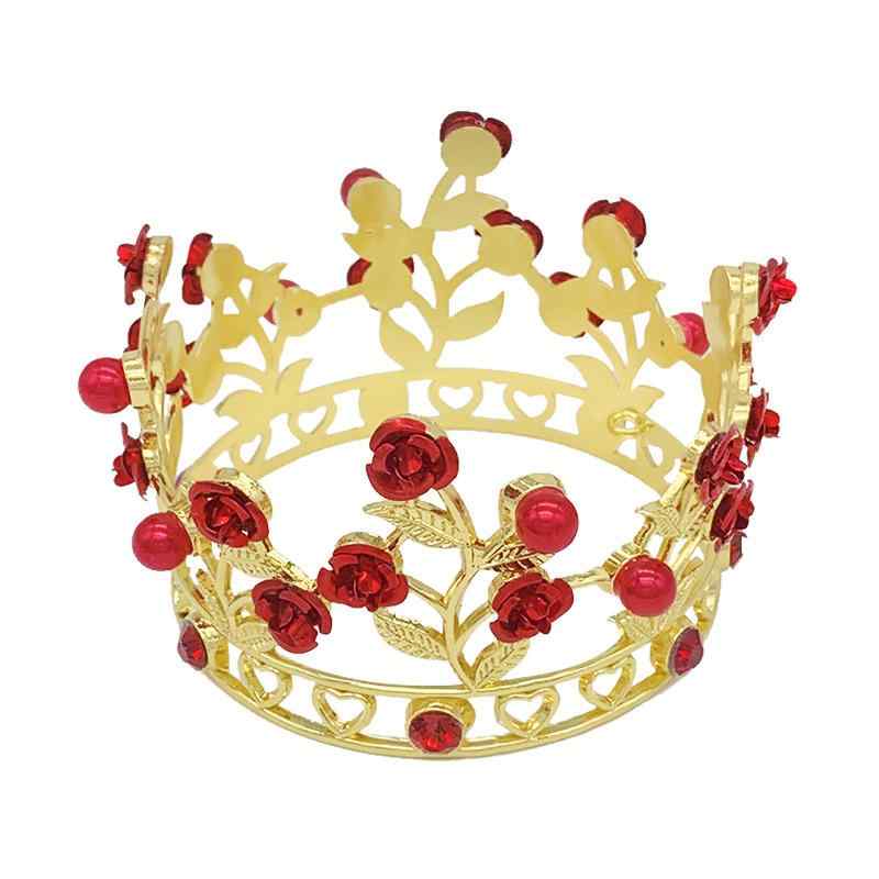 王冠 子供 キッズ メンズ レディース ヘアアクセサリー 髪飾り クラウン ティアラ ヘッドドレス バラ ローズ 花 リーフ 葉 ケーキデコレーション 記念日 誕生日 結婚式 パーティー 合金 電気メッキ加工 ジルコニア クリスタル 高級感 かわいい ゴ