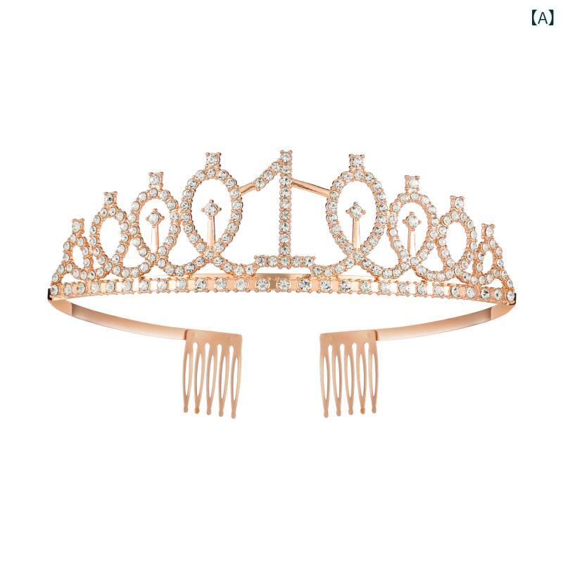 ティアラ レディース 髪飾り ヘッドドレス 王冠 ヘアアクセサリー 誕生日 結婚式 発表会 1歳 記念日 撮影 フォト ウェディング ジュエリー 合金 ラインストーン ジルコニア 高級感 キラキラ 欧米風 華やか ゴージャス オールシーズン