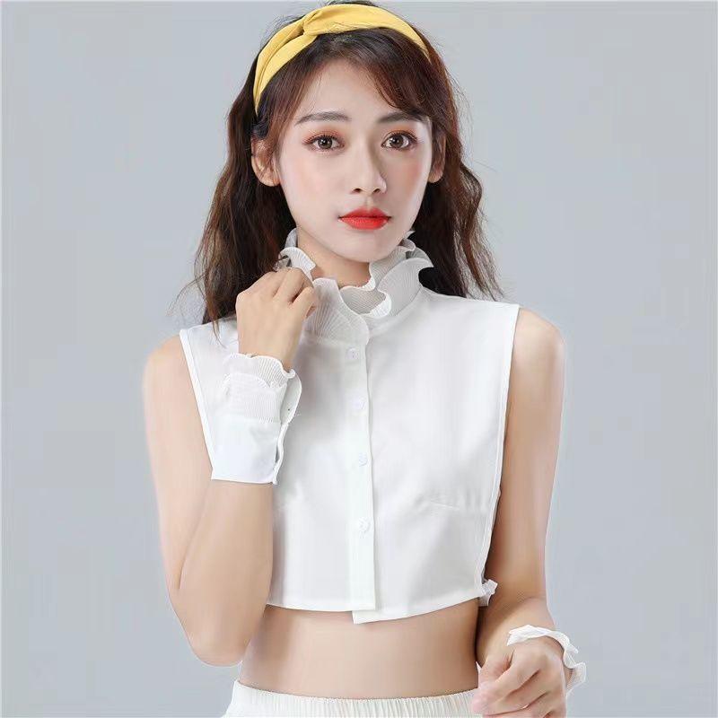付け襟 キッズ 女の子 ショール ケープ フリル ラッフル レース スタンドネック 重ね着風 フェイクカラー レイヤード 春秋 韓国スタイル おしゃれ かわいい 上品 清楚 フォーマル 七五三 発表会 ホワイト 白