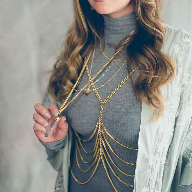 Necklaces, Braclets - ネックレス レディース ボディチェーン ロング 多層 2連 ゴールド 合金 秋冬 セーター ニット 上品 エレガント 欧米風 トレンド ウェーブ アクセサリー ジュエリー 高級感 普段使い デート パーティー