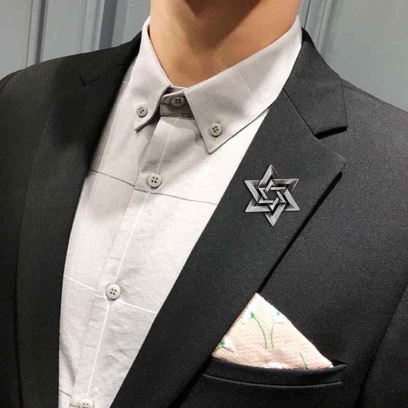 ブローチ メンズ レディース 六芒星 ヘキサグラム ラペルピン バッジ 高級感 輝き ジルコニア 電気メッキ加工 合金 ヴィンテージ風 アンティーク調 スーツ ジャケット 飾り ビジネス 結婚式 パーティー ゴールド シルバー 秋冬